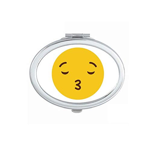 Kiss Love Yellow Cute Online Chat Mirror Portable Fold Hand Makeup Double Side Glasses
