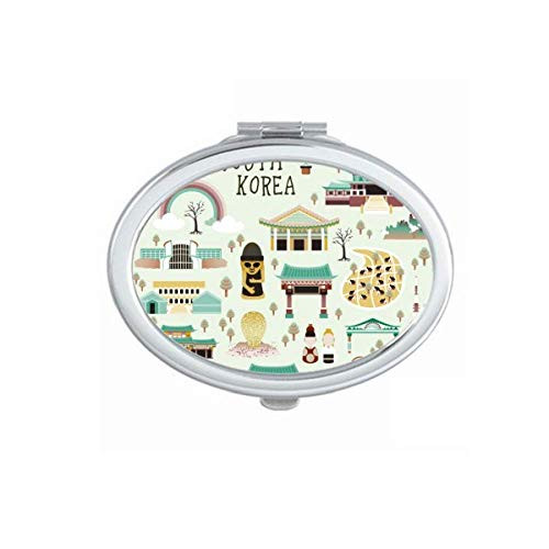 Korea Most Famous Landmarks Mirror Portable Fold Hand Makeup Double Side Glasses