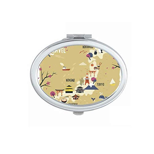 Local Japanese Travelling map Mirror Portable Fold Hand Makeup Double Side Glasses