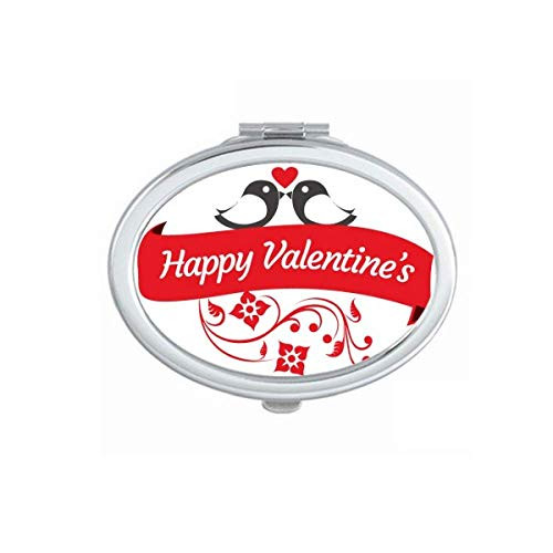Love Birds Happy Valentine's Day Mirror Portable Fold Hand Makeup Double Side Glasses