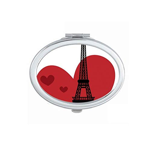 Love Heart Eiffel Tower France Landmark Mirror Portable Fold Hand Makeup Double Side Glasses