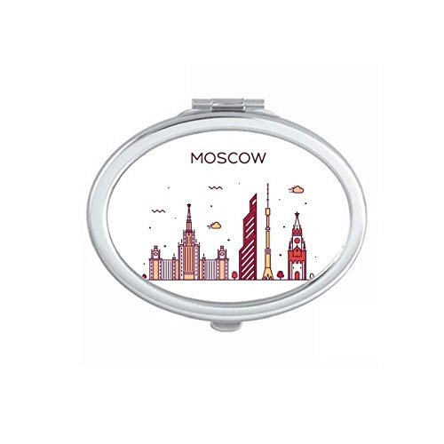 Moscow Russia Flat Landmark Pattern Mirror Portable Fold Hand Makeup Double Side Glasses