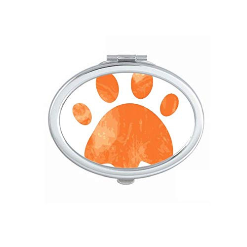 Orange Paw Print Cat Footprint Animal Mirror Portable Fold Hand Makeup Double Side Glasses