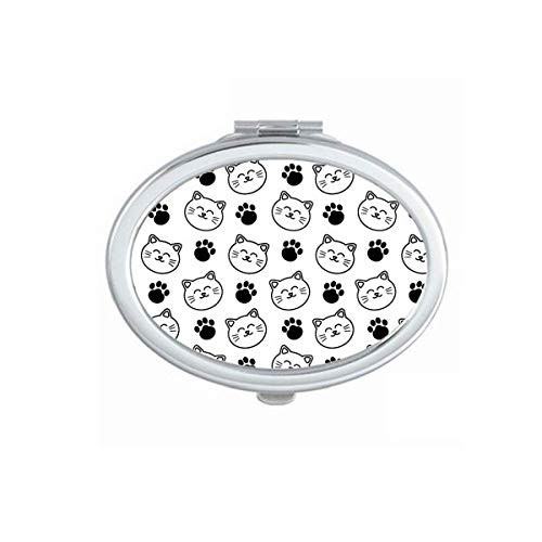 Paw Print Sling Cat Protect Animal Pet Lover Mirror Portable Fold Hand Makeup Double Side Glasses