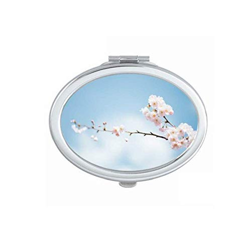 Plum Blossom Blue Sky Clouds Mirror Portable Fold Hand Makeup Double Side Glasses