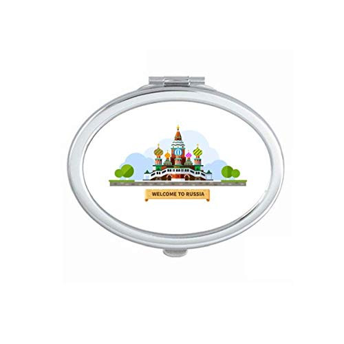 Russia Cathedral Pattern Illustration Mirror Portable Fold Hand Makeup Double Side Glasses