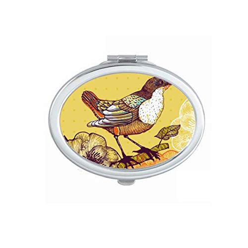 Sketching Lovely Bird Flowers Mirror Portable Fold Hand Makeup Double Side Glasses