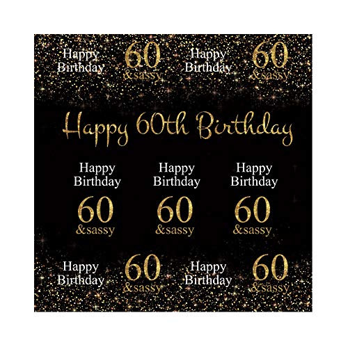 OFILA 60th Birthday Backdrop 8x8ft Happy Birthday Photography Background 60th Birthday Party Decoration Bokeh Birthday Party Shoots Cake Smash Background Studio Props