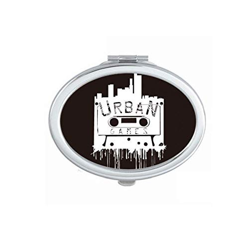 Street Landmark Outline Pattern Graffiti Mirror Portable Fold Hand Makeup Double Side Glasses