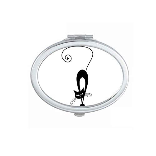 Walking Black Cat Halloween Animal Mirror Portable Fold Hand Makeup Double Side Glasses
