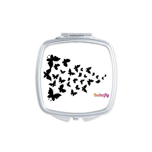 Butterflies with Dark Colour Mirror Portable Compact Pocket Makeup Double Sided Glass