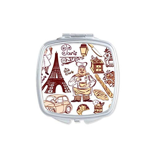 Food Cooker France Eiffel Tower Mirror Portable Compact Pocket Makeup Double Sided Glass