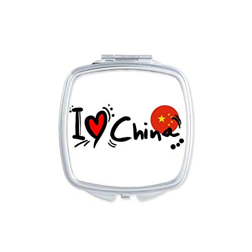 I Love China Word Flag Heart Mirror Portable Compact Pocket Makeup Double Sided Glass I Love China Word Flag Heart Mirror Portable Compact Pocket Makeup Double Sided Glass