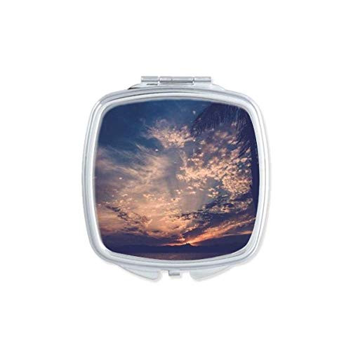 Orange Dark Blue Sky Clouds Mirror Portable Compact Pocket Makeup Double Sided Glass