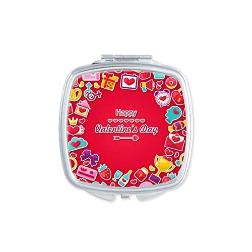 Red Happy Valentine's Day Heart Love Mirror Portable Compact Pocket Makeup Double Sided Glass Red Happy Valentine's Day Heart Love Mirror Portable Compact Pocket Makeup Double Sided Glass