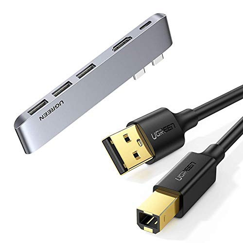 Bundle UGREEN USB 2.0 Printer Cable with USB C Hub for MacBook Pro USB Type C to 4K HDMI, Thunderbolt 3 100W Power Delivery, 3 USB 3.0 Port Adapter Dock Station