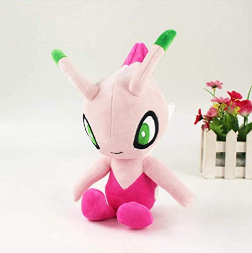 JKLI Plush Toys Soft Toys Anime Cartoon Figure Shiny Celebi Plush Toys Soft Stuffed Animal Dolls Toy Cute Birthday Gifts for Children 25Cm wangwu
