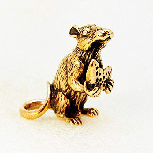 Big Mouse With Cheese Figurine Decorative Statue Bronze Miniature Figure