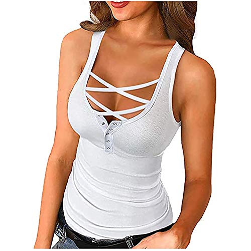 Womens Summer Sleeveless Front Cross Vest Casual Fashion T Shirts Loose Tunic Tees Workout Sexy Tank Tops Womens Summer Sleeveless Front Cross Vest Casual Fashion T Shirts Loose Tunic Tees Workout Sexy Tank Tops