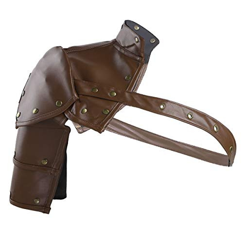 CHICTRY Gothic Steampunk Shoulder Armor with Adjustable Arm Strap Faux Leather Body Chest Harness Cosplay Costume Accessory Brown One Size