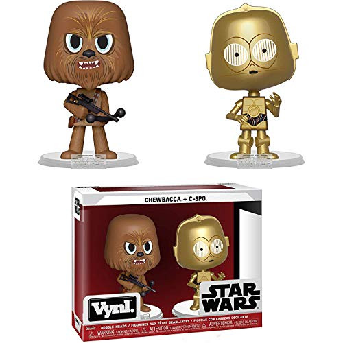 Chewbacca + C-3PO: Star Wars x Funko Vynl. Vinyl Figure Set + 1 Official Star Wars Trading Card Bundle [31618]