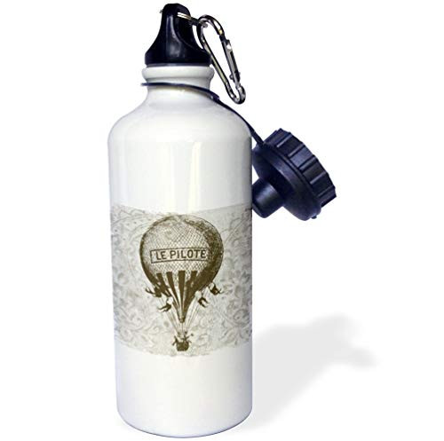 3dRose PS Vintage - Le Pilote Vintage French Brown Hot Air Balloon - 21 oz Sports Water Bottle -wb-108646-1- 3dRose PS Vintage - Le Pilote Vintage French Brown Hot Air Balloon - 21 oz Sports Water Bottle -wb-108646-1-