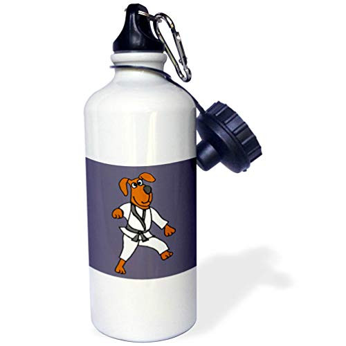 3dRose All Smiles Art Sports and Hobbies - Funny Brown Dog in Karate Outfit - 21 oz Sports Water Bottle -wb-200130-1-