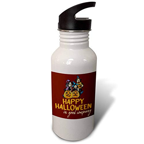 3dRose Happy Halloween in Good Company Funny Design on Brown. - Water Bottles -wb-339321-2-