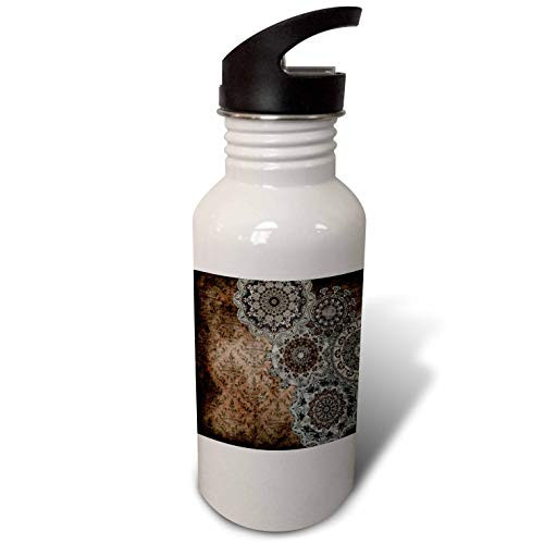3dRose Elegant Grey Brown Vintage Mandalas - Water Bottles -wb-339760-2-