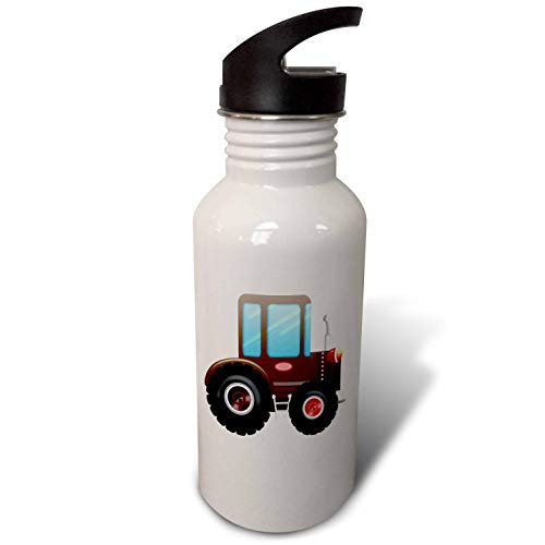 3dRose Brown Farm Tractor Illustration - Water Bottles -wb-340002-2-