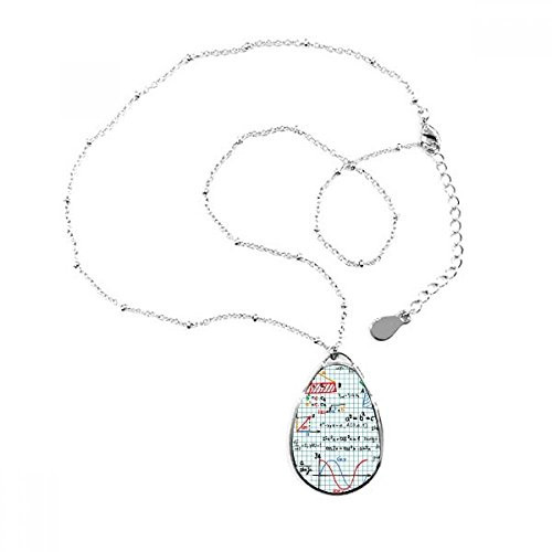 Blueairs Trigonometric Function Mathematical Formulas Science Calculus Figure Teardrop Shape Pendant Necklace Jewelry