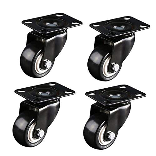 Polyurethane Swivel Castor Wheel,Furniture Caster,Double Bearing Castor,Swivel Casters with Brakes,Load Capacity 120kg,for Flower Stand,Bookcase,4 Pcs -1.5 inch,Swivel-