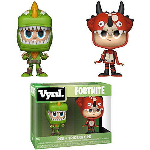Funko Rex & Tricera Ops: Fortnite x Vynl. Vinyl Figure Set + 1 Video Games Themed Trading Card Bundle [35273]