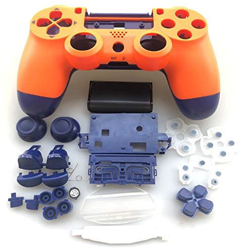 DIY Full Housing Shell Plastic Housing Shell Front Housing with Button Screw Driver for Playstation 4 JDS-040 PS4 040 Controller -Orange-