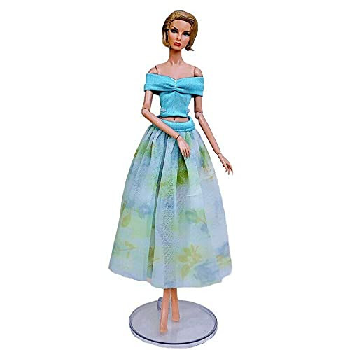 For Barbie Clothes Blue Top Blue Floral Fashion Doll Skirt For Barbie Clothes Blue Top Blue Floral Fashion Doll Skirt