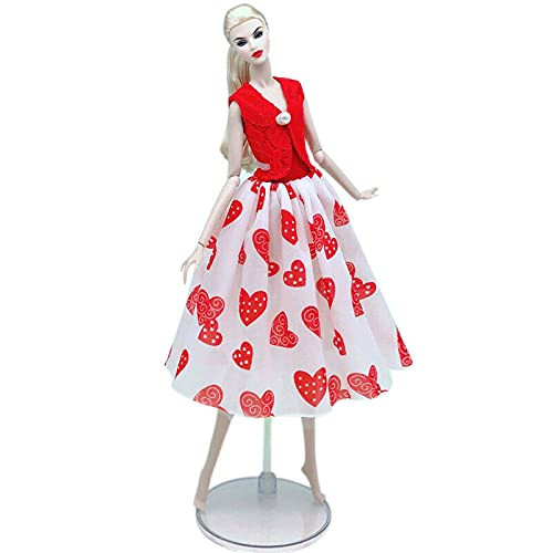 For Barbie Clothes Red Doll Top Red Hearts Fashion Doll skirt For Barbie Clothes Red Doll Top Red Hearts Fashion Doll skirt