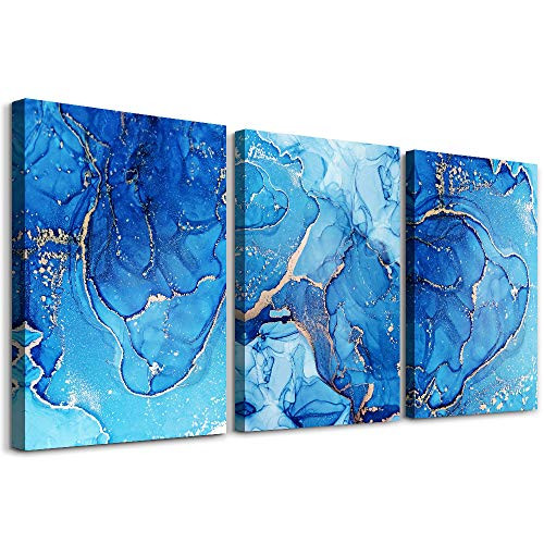 Family Wall Decor For Living Room Canvas Wall Art For Bedroom Modern Wall Decorations For Office Blue Abstract Art Bathroom Wall Painting Fashion Abstract Wall Pictures Artwork Home Decoration 3 Piece