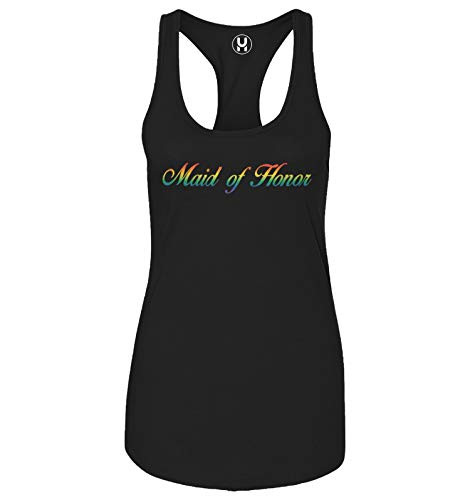 Haase Unlimited Maid of Honor - Gay Pride LGBTQ Bridal Party Ladies Tank Top -Black, XX-Large-