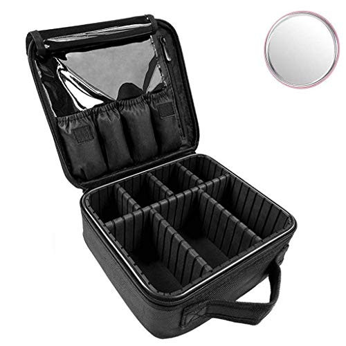 Cosmetics Train Case Toiletry Bags for Women - Portable Makeup Backpack Travel Makeup Train Case Cosmetics Organizer With Shoulder Strap Makeup Bag Cosmetic Storage Case,Black