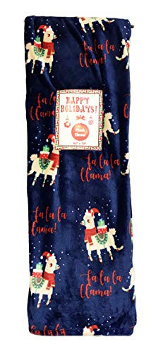 FA La La Llama Festive Frolicking Winter Holiday Llamas Decorative Christmas Holiday Plush Throw Blanket