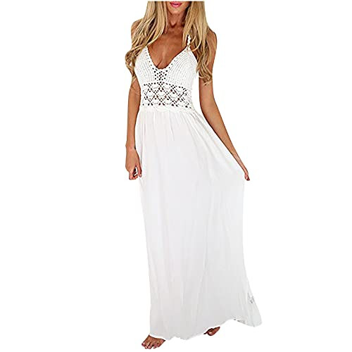Wedding Dresses for Women, Summer 2021 White Color Hollow Out Sexy Party Sleeveless V-Neck Evening Split Dresses Wedding Dresses for Women, Summer 2021 White Color Hollow Out Sexy Party Sleeveless V-Neck Evening Split Dresses