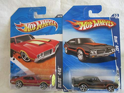 Hot Wheels Olds 442 Red and Black Die Cast 1/64 Scale 2 Car Bundle Hot Wheels Olds 442 Red and Black Die Cast 1/64 Scale 2 Car Bundle