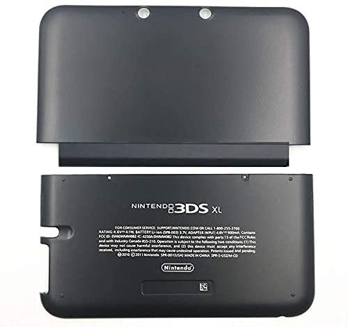 New Replacement Front Back Faceplate Plates Upper  and  Back Battery Housing Shell Case Cover for Nintendo 3DS XL/3DS LL Game Console - Black
