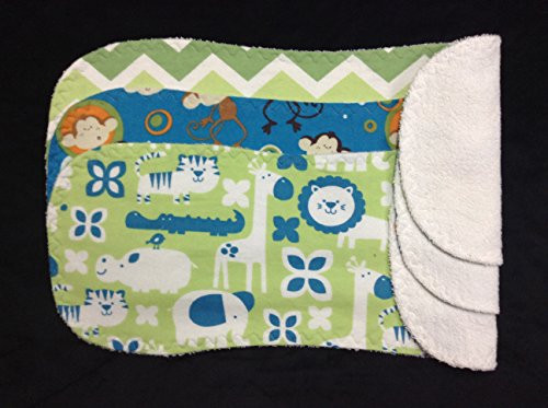Baby boy Cotton BURP CLOTHS, Monkeys, Zoo Animals, Chevron, Set of 3 Large Burp Rags, Absorbent Terry, Soft Flannel, Baby Gift, BABY SHOWER, Breastfeeding Cloth, chevron burpies