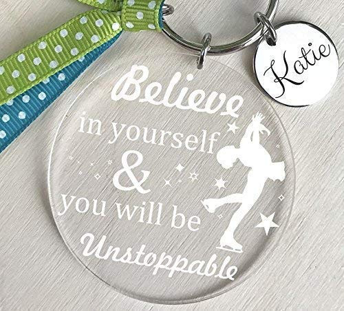 Figure Skating Keychain, Figure Skating Bag Tag, Ice Skating Keychain, Ice Skater Keychain, Ice Skater Key Chain, Figure Skating Gifts