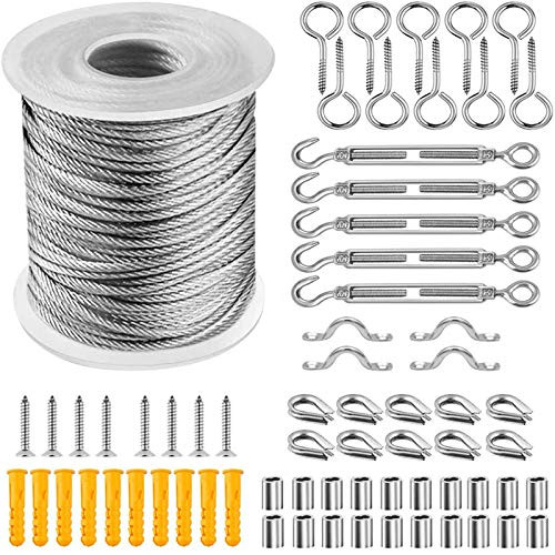 H and T String Light Hanging Kit, Outdoor Lights Hanging Kit, Globe String Lights Suspension Kit with 164ft Coated Stainless Steel Cable?Heavy-Duty and Easy to Install Guide Wire Globe String Light H and T String Light Hanging Kit, Outdoor Lights Hanging Kit, Globe String Lights Suspension Kit with 164ft Coated Stainless Steel Cable?Heavy-Duty and Easy to Install Guide Wire Globe String Light