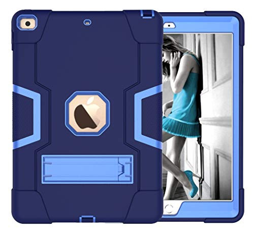 TianTa iPad 10.2 Case 2020 iPad 8th Generation / 2019 iPad 7th Generation Case, Heavy Duty Defender Shockproof Protective with Built-in Kickstand for 10.2" iPad 8th Gen  and  7th Gen - NavyBlue/Blue