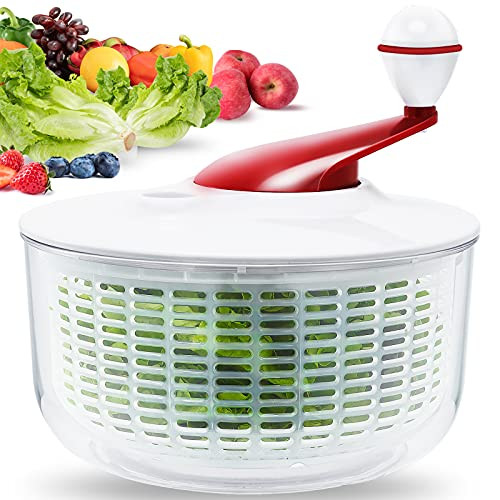 Salad Spinner Large, Lettuce Spinner BPA Free Salad Spinner, Lettuce Washer and Spinner Dryer for Salad Greens, Lettuce, Fruits and Vegetables/5L 4.5qt