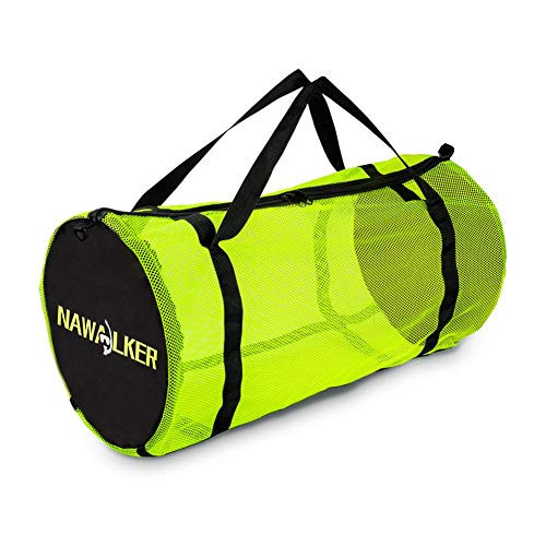 Dive Bag Scuba Mesh Snorkel Duffle Bag with Adjustable Shoulder Strap for Aquatics Scuba Diving Snorkeling Swimming Beach Sports Gears Wet Cloth & More XL Fluorescent Green NAWALKER