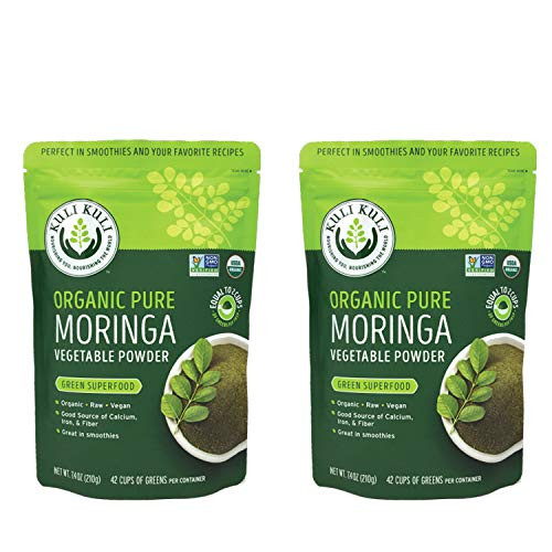 Kuli Kuli Moringa Oleifera Organic Leaf Powder  and  Green Smoothie, 100 percent Pure USDA Certified  and  Non-GMO Moringa Powder, Great with Smoothies, Tea, and Food, 2 Pack